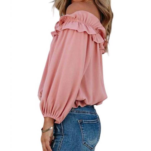 NEW SHEWIN ruffle my feathers blouse in pink - Picture 5 of 7